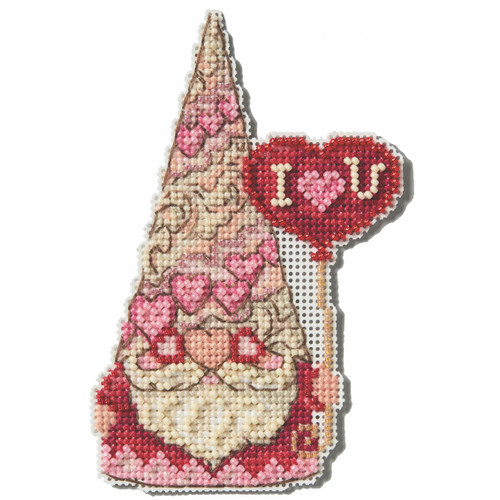Stitched area of Gnome with Heart Cross Stitch Kit Mill Hill 2025 Jim Shore JS202511 Stitched area of Gnome with Heart Cross Stitch Kit Mill Hill 2025 Jim Shore JS202511