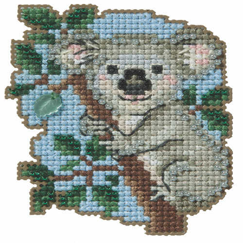 Stitched area of Koala Counted Cross Stitch Kit Mill Hill 2026 Spring Bouquet MH182612