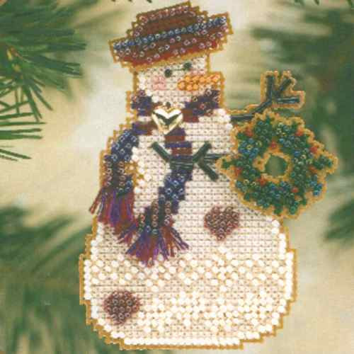 Wreath Snow Charmer Beaded Christmas Ornament Kit Mill Hill 2001