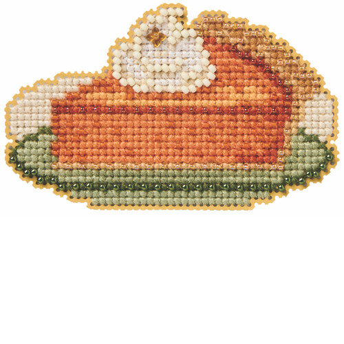 Stitched area of Pumpkin Pie Beaded Cross Stitch Kit Mill Hill 2026 Autumn Harvest MH182622