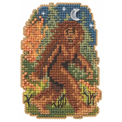 Stitched area of Bigfoot Beaded Cross Stitch Kit Mill Hill 2026 Autumn Harvest MH182624