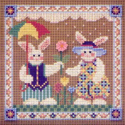 トップス soorploom cross stitch Spring Raindrops Cross Stitch Kit Mill Hill 2001 Buttons & Beads