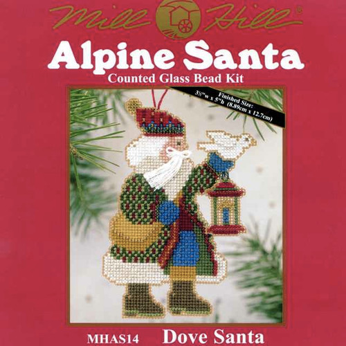 Dove Santa Bead Cross Stitch Ornament Kit Mill Hill 2003 Alpine Santas