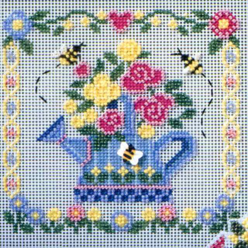 Watering Can Cross Stitch Kit Mill Hill 2006 Buttons & Beads Spring