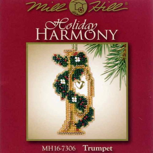 Trumpet Bead Cross Stitch Ornament Kit Mill Hill 2007 Holiday Harmony