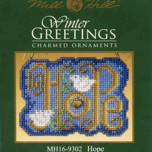 Hope Beaded Cross Stitch Ornament Kit Mill Hill 2009 Winter Greetings