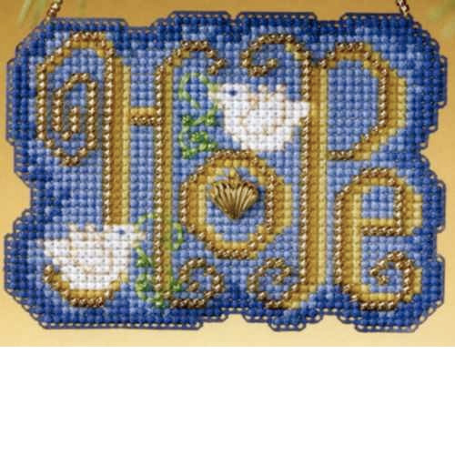 Hope Beaded Cross Stitch Ornament Kit Mill Hill 2009 Winter Greetings