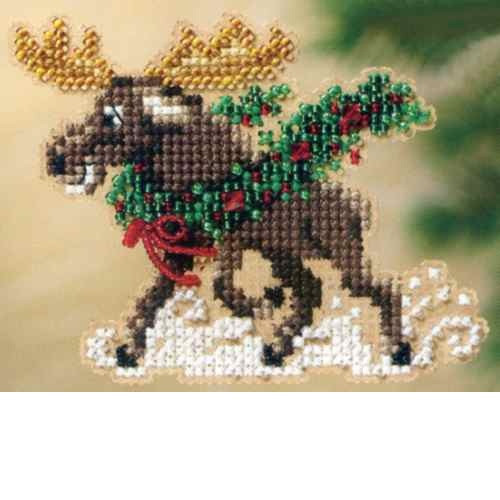 Merry Moose Bead Christmas Ornament Kit Mill Hill 2011 Winter Holiday