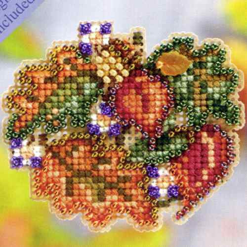 Autumn Circle Beaded Cross Stitch Kit Mill Hill 2011 Autumn Harvest