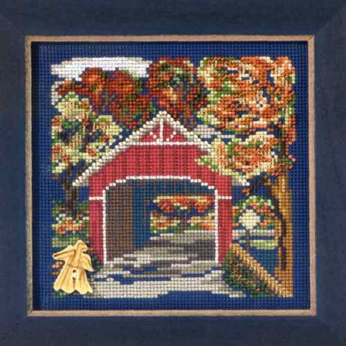 Covered Bridge Cross Stitch Kit Mill Hill 2012 Buttons & Beads Autumn