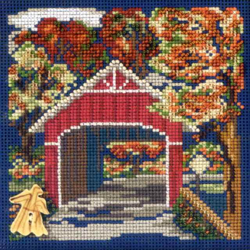 Covered Bridge Cross Stitch Kit Mill Hill 2012 Buttons & Beads Autumn