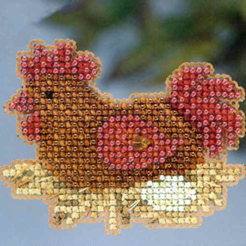 ペルフェット　ハッチグレイン　スキンステッチ　Uチップ　24cm Chicken or The Egg Bead Cross Stitch Kit Mill Hill 2013 Autumn Harvest