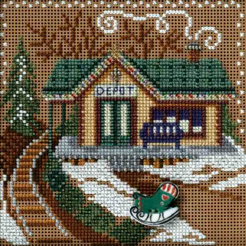 Train Depot Cross Stitch Kit Mill Hill 2006 Buttons & Beads Winter