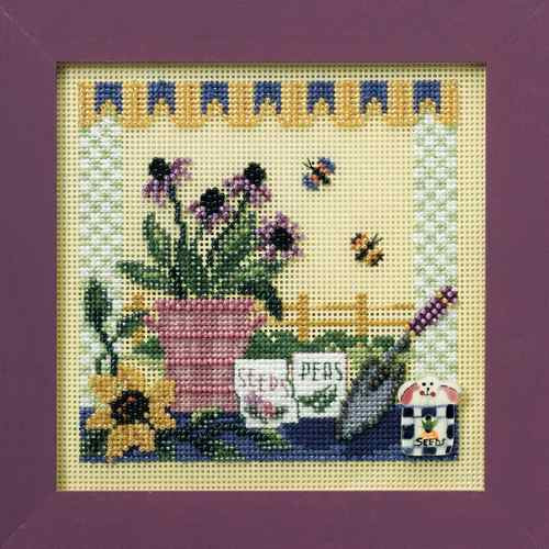 Potting Table Cross Stitch Kit Mill Hill 2008 Buttons & Beads Spring