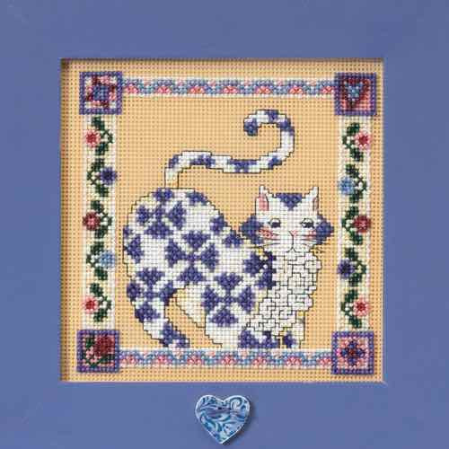 Sapphire Beaded Cross Stitch Kit Mill Hill 2008 Jim Shore Quilted Cats