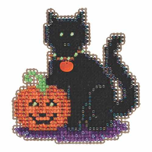 Wendy's Cat Beaded Cross Stitch Kit Mill Hill 2015 Autumn Harvest