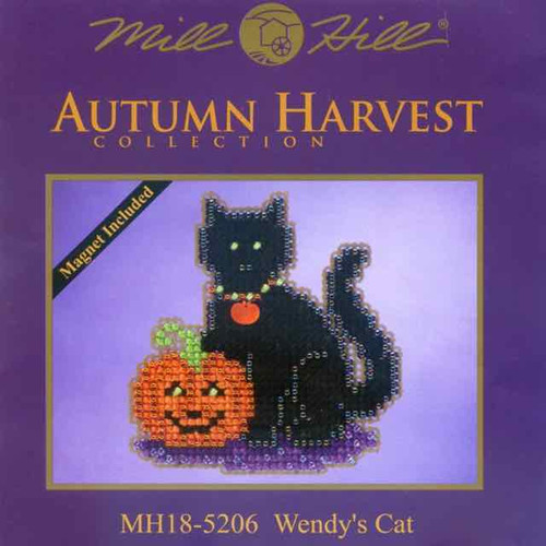 Wendy's Cat Beaded Cross Stitch Kit Mill Hill 2015 Autumn Harvest MH185206