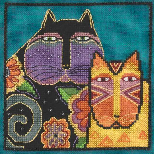 Feline Friends Cross Stitch Kit Linen Mill Hill 2015 Laurel Burch LB305106