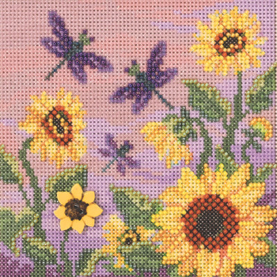 Sunflower Garden Cross Stitch Kit Mill Hill 2022 Buttons
