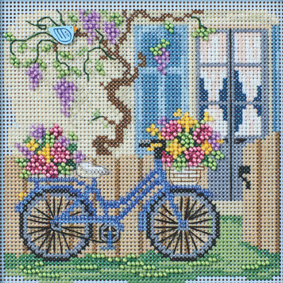 Blue Bicycle Cross Stitch Kit Mill Hill 2024 Buttons & Beads