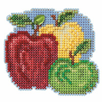 Apple Trio Beaded Cross Stitch Kit Mill Hill 2024 Autumn Harvest MH182421