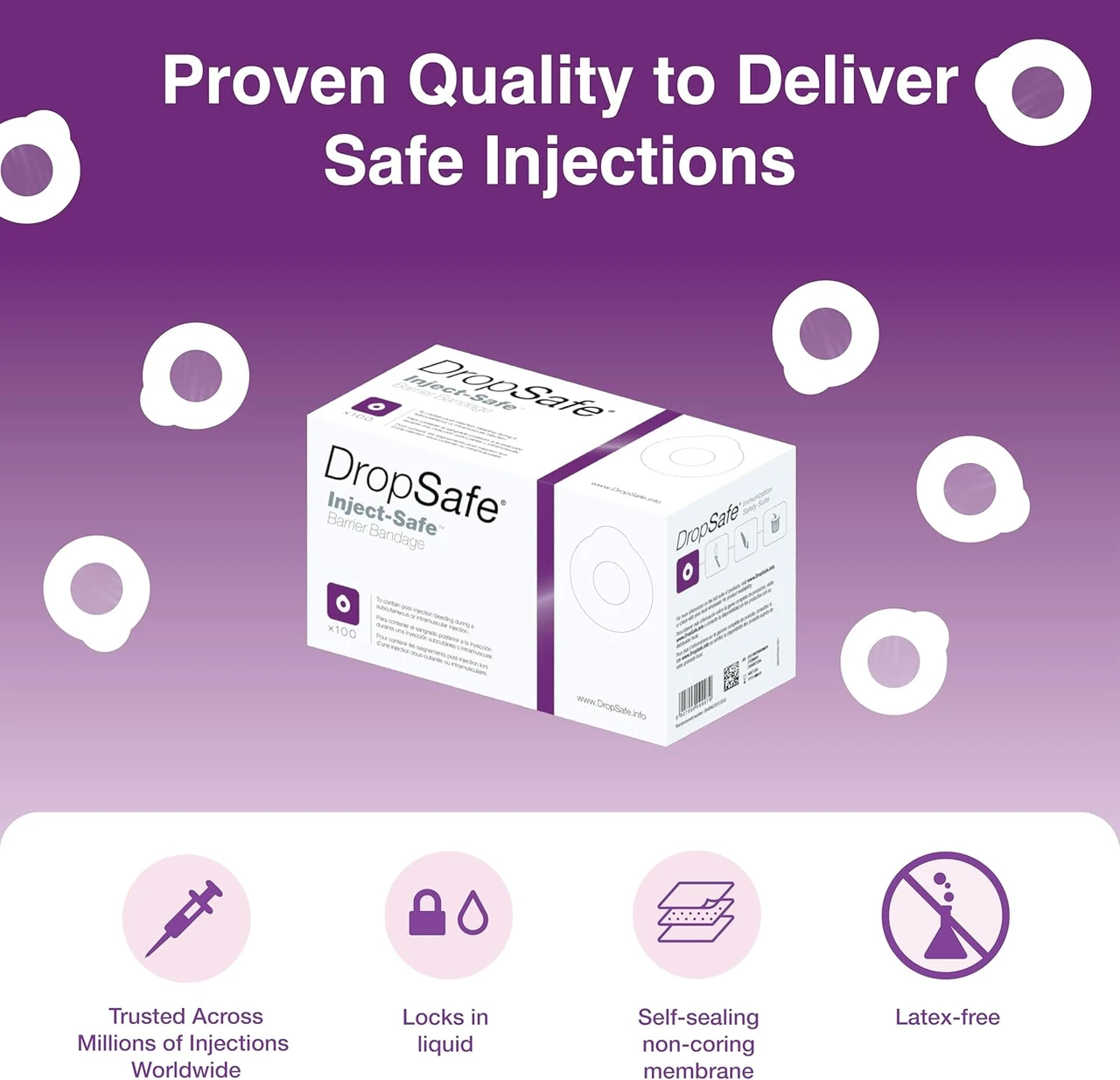 DropSafe® Inject-Safe Barrier Bandage Film, White, Sterile, 1-3/8