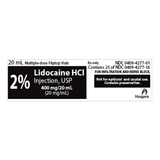Lidocaine HCl 2%, MDV, 20mg/mL, Injection 20 mL, Pack/25, Bottle/1