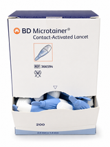 BD Microtainer® Contact-Activated Lancet, High Flow, Blue, 1.5 mm x 2.0, Box/200