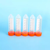 50ml Centrifuge tube ,Enzyme free, Sterilized, Printed Graduations, Attached Red Flat Top Screw Cap, PP, Packed in Rack ,25pcs/rack, 20racks/case