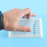 96 Well ELISA Plate, 8-Well, Detachable, High Binding, White Frame & CLear Well, Flat Bottom Wells, High Binding, 10 plates/bag, 200 plates/case