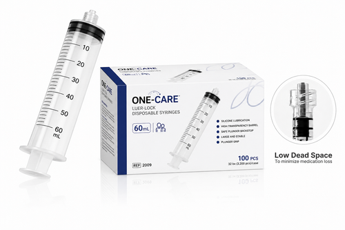 MediVena ONE-CARE® Luer Lock Syringes, 60ml, 3-part, Box/60, Case/4 Boxes