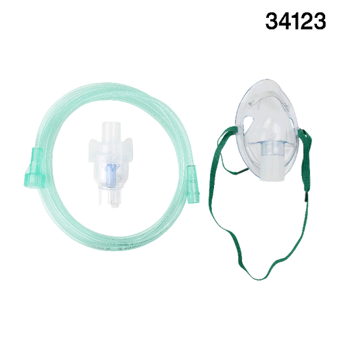 Small Volume Nebulizer Cup, 6cc with Aerosol Elongated Mask & 7' Universal Connector, Pediatric, Case /50