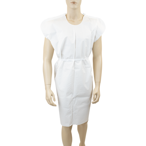 Exam Gown, 3-ply, T/P/T, White, Case/50 