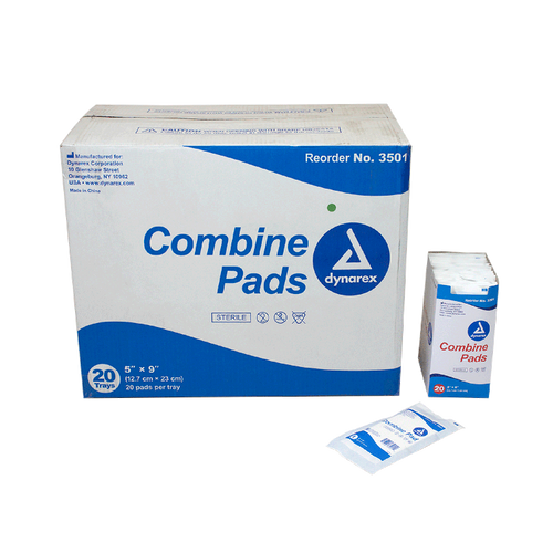 Combine Pads, Sterile, 5 x 9 in, Box/20, Case/20 Boxes