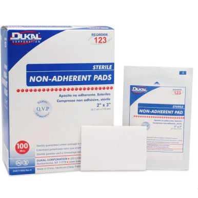 DUKAL Non-Adherent Pads, 2 x 3 in, Case/12 Boxes