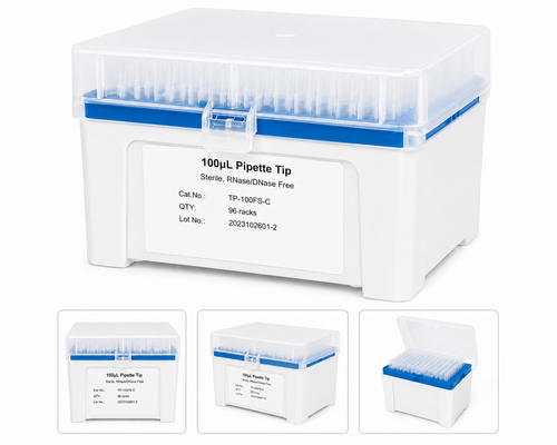 Pipette Tip, 1000μL, Sterile, RNase/DNase Free, Rack/96 pcs, Case/50 Racks
