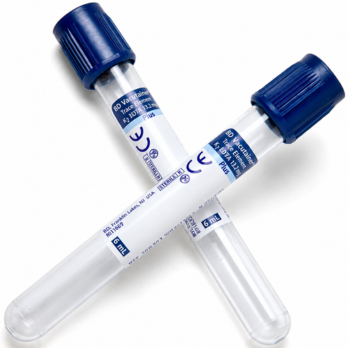 BD Vacutainer® K₂EDTA Blood Collection Tube, 6 mL, Royal Blue, Hemogard, 13 × 100 mm, Box/100, Case/10
