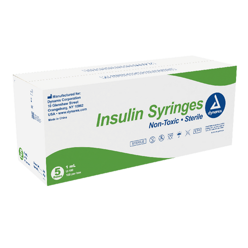 Insulin Syringe & Needle, 29G x ½", 1cc, Non-Toxic, Box/100, Case/5 Boxes