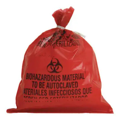 Autoclavable Biohazard Bags, 2 gal, 8 × 12 in, Twist Tie, Pack/400