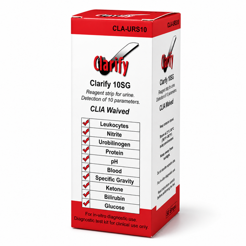 Clarity 10SG Urine Reagent Strips, Visual Read Only - 10 Parameter Urine Test Strip, Bottle/100, Case/4 Boxes
