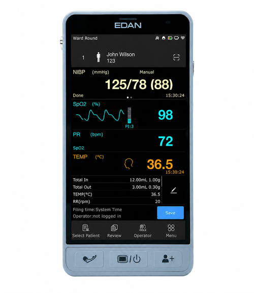 iM3s handheld vital signs monitor. NIBP & SpO2, 5" Touch-screen with disposable battery