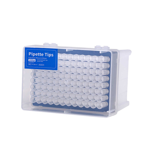 1000μl Filtered Pipette Tips, Universal Fit, Racked, Sterile, Transparent, 96 tips/rack, 50 racks/case from MedFly