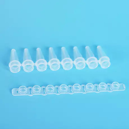 PCR 8-Strip Tubes with Caps Transparent, 0.2ml, Sterilized, Clear, 125 sets/box