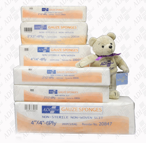 Gauze Sponge, Non-Woven, 4" x 4", 4-Ply, Non-Sterile, 200 Pack/Box, 10 Boxes/case
