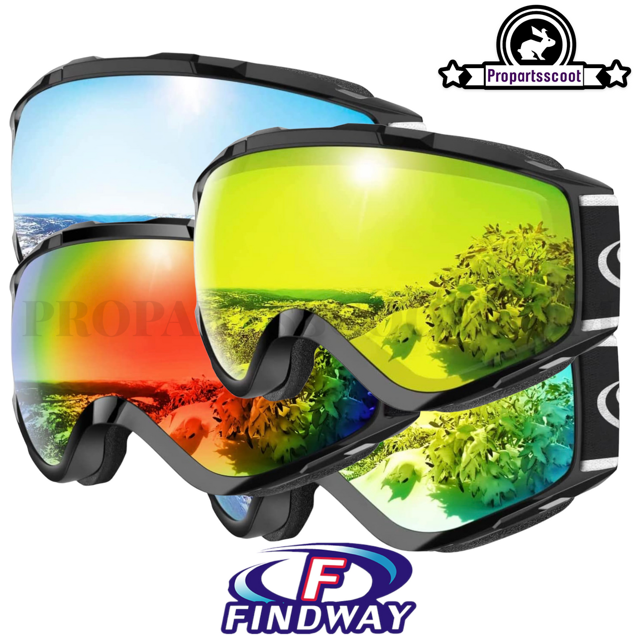 Lbq Findway Masque de ski pour enfant Anti-buée Protection UV