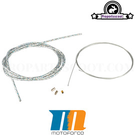 Throttle Cable Kit Universal MotoForce Racing Lazer Chrome (1.2mm x 2 Meters)