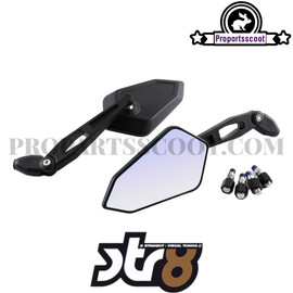 Mirror Set STR8 Street Black (M8/M10 Adaptor Included)