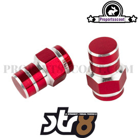 Valve Caps STR8 Hexagon Red (2Pcs)