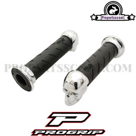 Handlebar Grips ProGrip 862 Black/Chrome with Skull