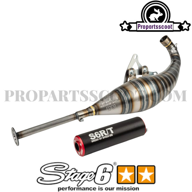 Exhaust System Stage6 R/T FL 100cc Drag Race Black / Red for Minarelli Horizontal